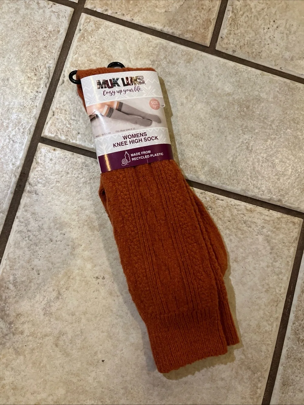 Muk Luks Women's Knee High Socks in Rust Orange